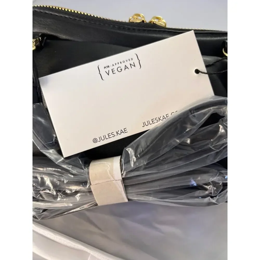 NWT JULES KAE Vegan Leather small Crossbody Bag Purse in Black With Dust Bag - Picture 7 of 11
